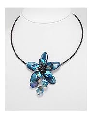 Flower Dyed Mother of Pearls Necklace In Zinc