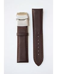 20mm Brown Padded Calfskin with S/S Deployment Buckle and Aero-Lining Design