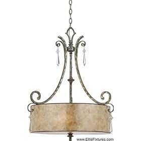 Quoizel KD2824MM Kendra 29-Inch 4-Lights Pendant with Oyster Mica Shade, Mottled Silver