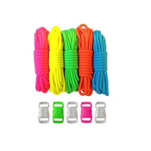 Paracord Planet Survival & Emergency Paracord Bracelet Kits (Cobra Braid Instructions Included) Unique Kits Ranging From 30 to 200 Feet in Total Length of Cord (5 Neons)