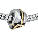 Pugster Silver And Gold Tone Line European Beads Bracelet