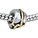 Pugster Silver And Gold Tone Line European Beads Bracelet