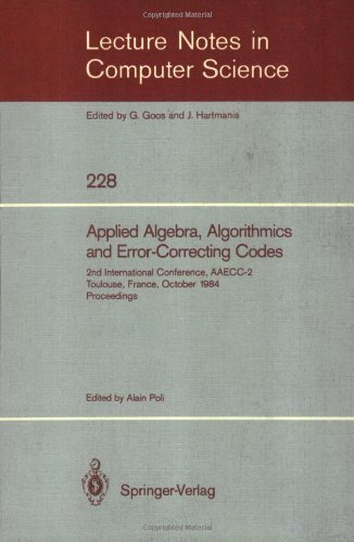 applied algebra algorithmics and error correcting codes 2nd international conference aaecc 2 toulouse france