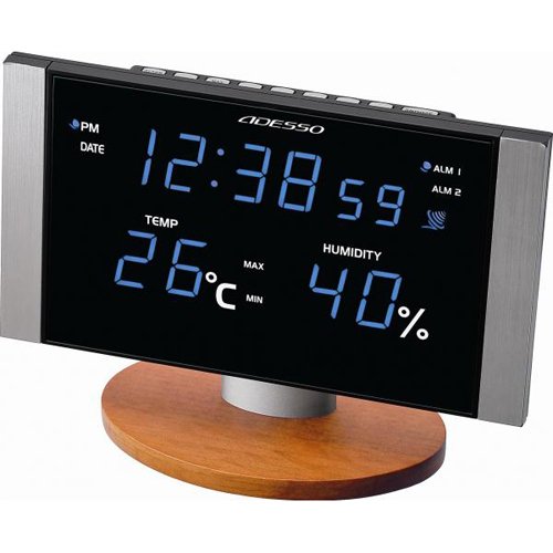 ADESSO (アデッソ) 置き時計LED 温度表示 湿度表示 電波クロック C-8305BL