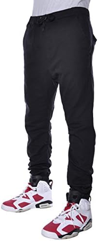 Mens Basic Drop Crotch Denim Elastic Pants Joggers Large