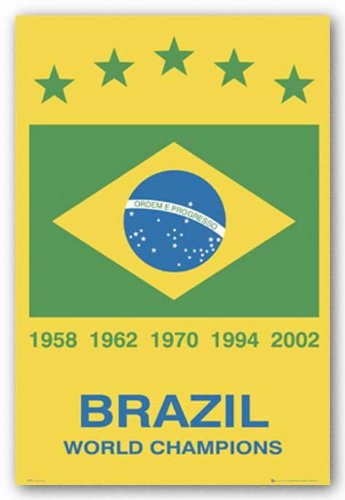 (24x36) Brazil (World Cup Champions) Sports Poster Print