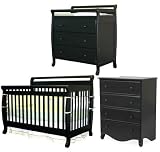 DaVinci Emily Ebony Convertible Baby Crib and 3 Drawer Changer and 4 Drawer Dresser Set