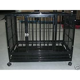 48 Professional Superior Quality Heavy Duty Dog Pet Cat Bird Crate Cage Kennel On Wheels *Black* by mpet