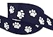 HipGirl Brand Printed Grosgrain Ribbon, 5 -Yard 7/8-Inch School Spirit Paw Prints, Navy/White