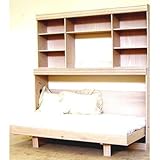 Wallbeds Contemporary Horizontal Wallbed Series Contemporary Oak Horizontal Twin Murphy Bed with Hutch
