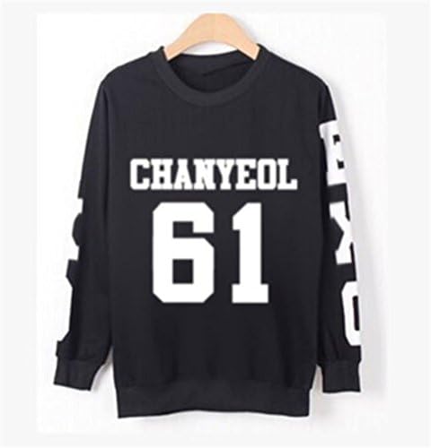 EXO Gayo Daejun Daejeon Coat Sweater Kai Kris Luhan Hoody Pullover Kris Luhan sweatershirt (Chanyeol Black, M)