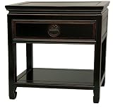 Classic Oriental Nightstand - 22 Fine Chinese Rosewood Bedside Table - Antiqued Black