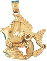 Dazzlers Solid 14 karats Gold Angelfish Goldfish Charm Pendant available in three colors from jewelsberry (weights: 3.9 grams only)