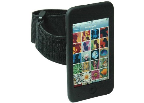 CrazyOnDigital Black Silicone Skin Case Armband for Apple iPod Touch 2nd Gen