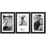 Malden International Designs Classic Concepts Vertical Black Wood Picture Frame, Holds Three 4 by 6-Inch Photos