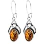Certified Genuine Honey Amber and Sterling Silver Celtic Earrings