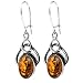 Certified Genuine Honey Amber and Sterling Silver Celtic Earrings
