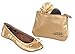 Sidekicks Foldable Ballet Flats Shoes w/ Carrying Case GOLD MEDIUM