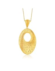 Italian Design 14K Yellow Gold Woven Oval Pendant with Cut-out