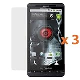Transparent Clear Screen Protector for Motorola Droid X MB810 with Lint Cleaning Cloth, 3 Packs