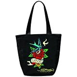 ED HARDY B3NESBFL Ness Bird Flower Black Tote Bag
