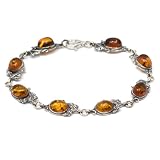 Honey Amber and Sterling Silver Grapevine Bracelet, 8