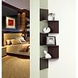 Modern Staggering Corner Bookshelf in Espresso