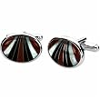 Multicolored Elliptical Men's Silver Cufflinks