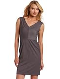 AK Anne Klein Women's Sky Pinstripe V-Neck Dress