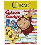 Curad Curious George Sterile Bandages - 20 Assorted Sizes for Fingers, Elbows, & Knees