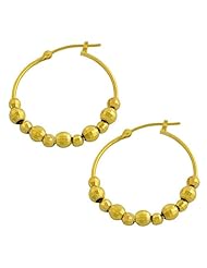 14 Karat Yellow Gold Diamond-cut Bead Balls Hoop Earrings