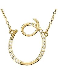14K Yellow Gold Diamond Initial Necklace "O" -- LIFETIME WARRANTY