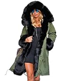 Roiii Women Winter Warm Thick Faux Fur Coat Outdoor Hood Parka Long Jacket Size 8-18