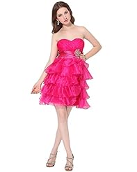 A-line Strapless Lace Beaded Tiered Organza Natural   Waistline Sweetheart Knee Length Short  Dress