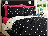 Black & White Reversible Polka Dots Full / Queen Comforter & Sham Set