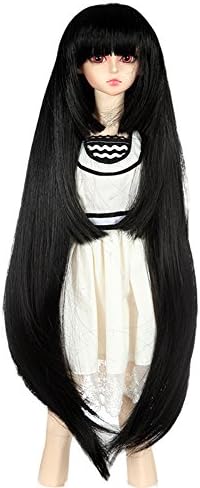 9-10 inch (22-24cm) 1/3 BJD/SD Doll Wig Layering Adduction Style Long Straight Hair (Black)