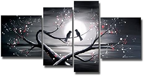 Blingbling Art Canvas Wall Art Lover Painting Heart to Heart Hand Painted Oli Painting 54 X 32 In. Ready to Hang