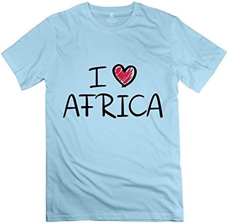 Men's Short Sleeve I Love Africa F2 T-Shirts S SkyBlue