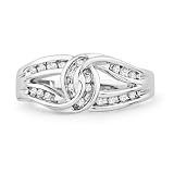 Platinum Plated Sterling Silver Round Diamond Knot Fashion Ring (1/6 cttw)
