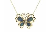 14k Yellow Gold Black Opal Butterfly Pendant, 18