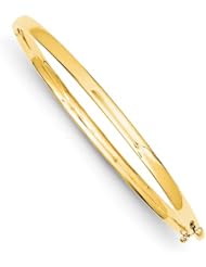 14k Yellow Gold 3.6mm Polished Solid Hinged Bracelet Bangle. Metal Wt- 14.31g