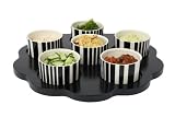 T&G  Line Art Dip Dish Set in Black Stripe Ceramic (Gift Boxed)d34x6.5cm