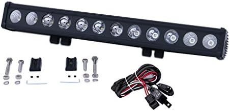 King Deluxe 20 inch 120W 10780LM 12 Leds Work Light Bar Combo Flood Spot Beam High Power Waterproof Lamp 4WD Boat SUV Jeep ATV Off Road with Wiring Harness Kit (Pack of 1)