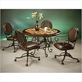 Atrium Elegant 5 Piece Dining Set with Chair with Casters
