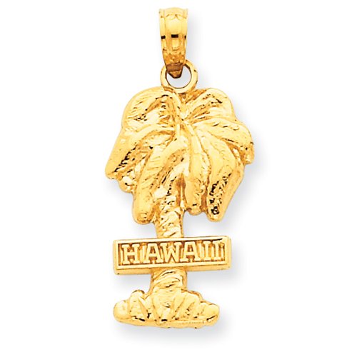14k Gold Hawaii Palm Tree Pendant