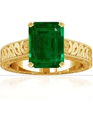 14K Yellow Gold Emerald Cut Emerald Solitaire Ring (GIA Certificate)