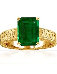 18K Yellow Gold Emerald Cut Emerald Solitaire Ring (GIA Certificate)