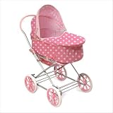 3 - in - 1 Doll Pram in Pink with White Polka Dots