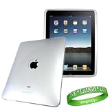 Quality iPad Hard Rubber White / Clear Skin for Apple ipad Tablet wifi + 3G model ( iPad 16gb , iPad 32gb , iPad 64gb flash drive) + Vangoddy Live * Laugh * Love Wrist band