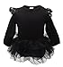 stylesilove Baby Girl Long Sleeve Ruffle Cotton Romper with Tulle Tutu Skirt (70/0-6 Months, Black/Long Sleeves)